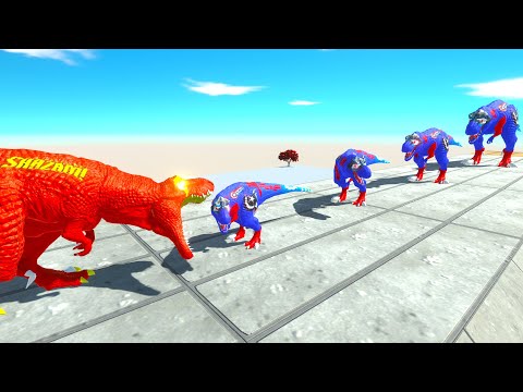 BATTLE 4 SIZE of CAPTAIN AMERICA T-REX - Animal Revolt Battle Simulator ARBS