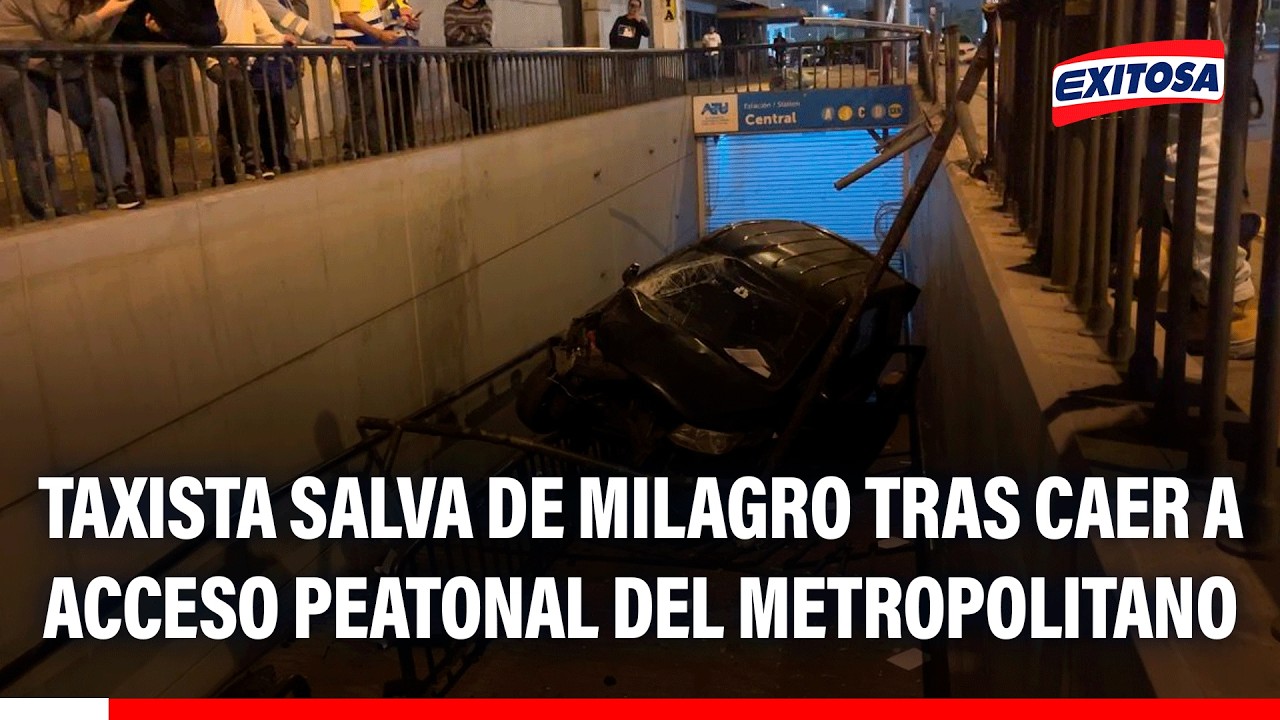 🔴🔵 Taxi cae a uno de los accesos peatonales del Metropolitano en el Paseo de la República