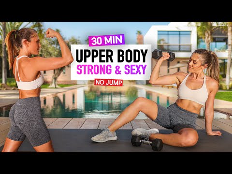 30 MIN UPPER BODY STRONG & SEXY - 100% No Jump - HOME STRENGTH WORKOUT with dumbbells #BodyStrong...