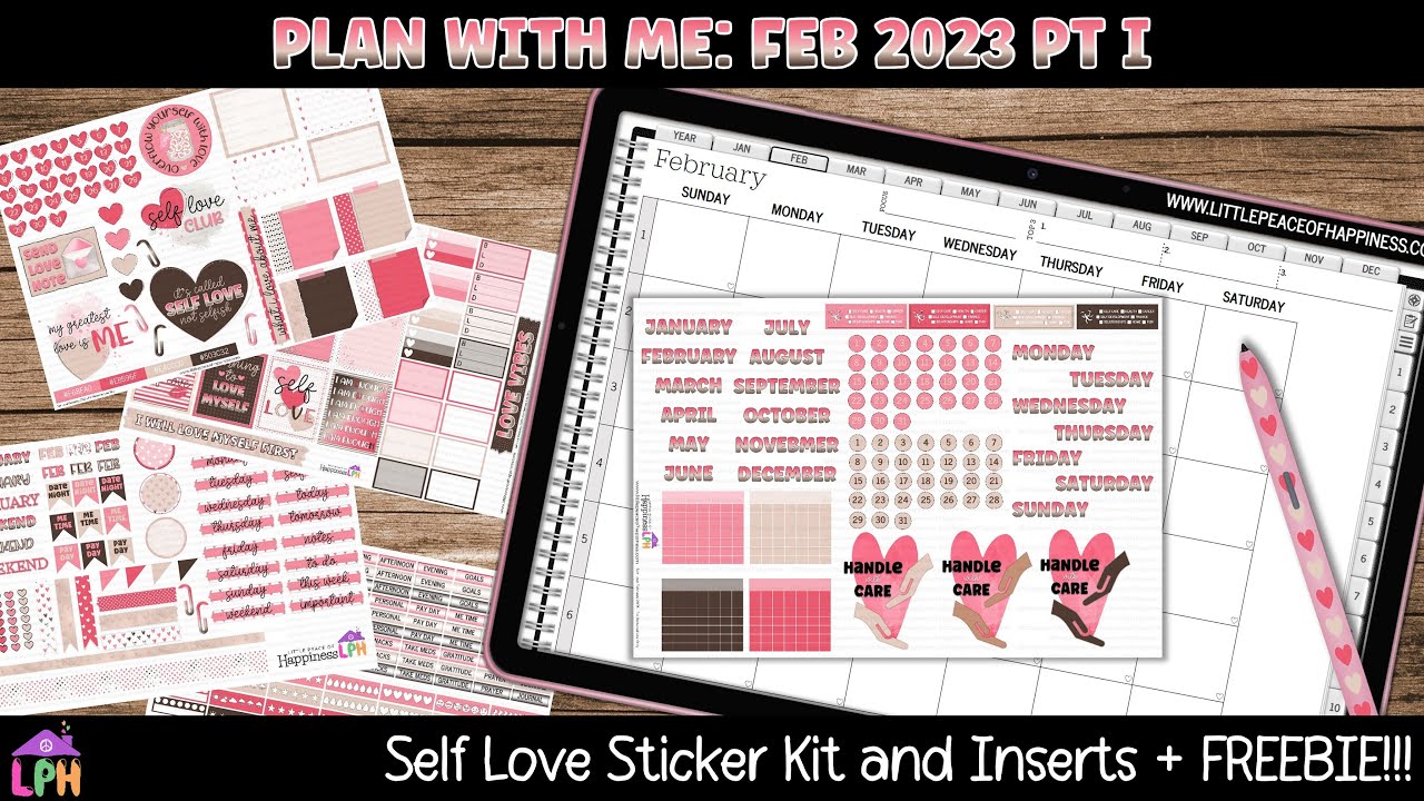Plan With Me February 2023 Pt. 1 | Month | Self Love Digital Sticker Kit| Plan on Android with Penly