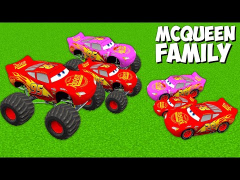 I found LIGHTNING MCQUEEN MONSTER FAMILY VS MCQUEEN FAMILY  in Minecraft - which is best?