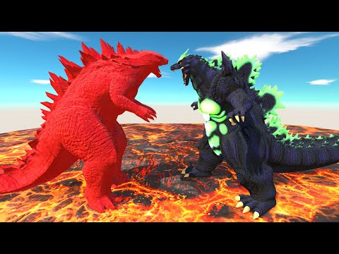 Godzilla Classic Red vs Super Godzilla AT LAVA - Animal Revolt Battle Simulator