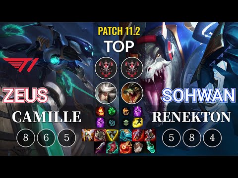 T1 Zeus Camille vs SoHwan Renekton Top - KR Patch 11.2