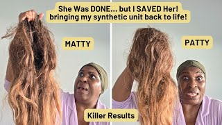 She Was DONE! Bringing My Synthetic Unit Back to Life | Wig Detangling Tutorial #wiginfluencer