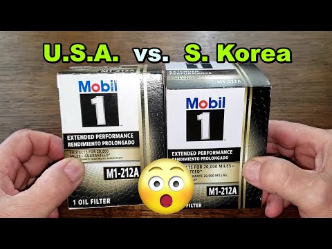 Mobil Oil Filter M1-212A Cut Open, S. Korea Mobil Oil Filter M1-212A Comparison