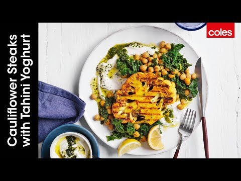 Cauliflower steaks with tahini yoghurt
