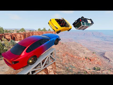 High Speed Flip Ramp Jump Crashes (Jumps In Canyon) - BeamNG Drive Vehicles High Speed Canyon Jumps