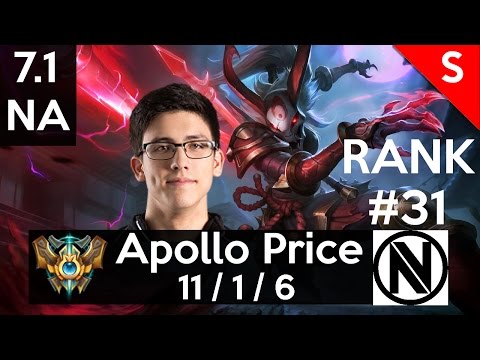 7.1 Apollo Price (Kalista) 11-1-6 vs NA#14 C9 Sneaky (Ezreal)