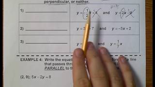 Algebra 1 (Topic 9-4) Parallel & Perpendicular Lines