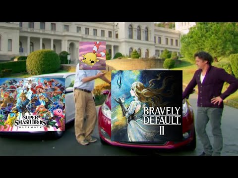 Talking about Smash Bros DLC while the Bravely Default II trailer plays in the background