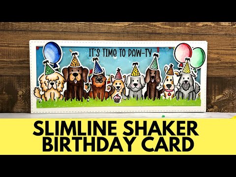 Slimline Shaker Birthday Card | Puppy Party | Trinity Stamps