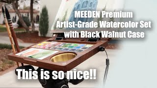 MEEDEN Premium Artist-Grade Watercolor Set - Luxury 27 Color Collection with Black Walnut Case