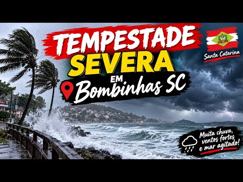 !🌧️🌊“TEMPESTADE SEVERA EM BOMBINHAS SC! 😱🌪️ MUITA CHUVA, VENTO FORTE E MAR AGITADO!”