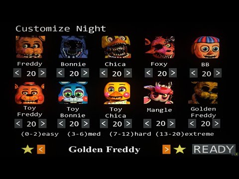FNAF 2 10/20 Mode Complete - Walkthrough - No Commentary - B3njam0n L4je