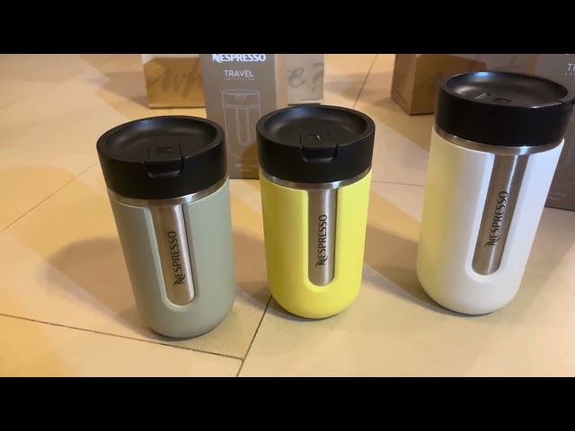 Vídeo relacionado con Nespresso Taza de viaje mediana de vainilla helada, 400 ml, taza térmica para café, té y matcha, a prueba de fugas, apta para lavavajillas, con tapa