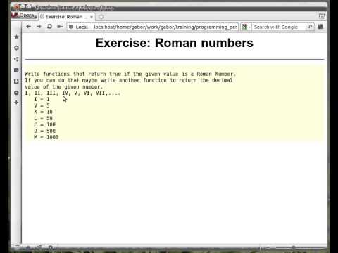 Beginner Perl Maven tutorial: 9.10 - Exercise roman numbers with regexes