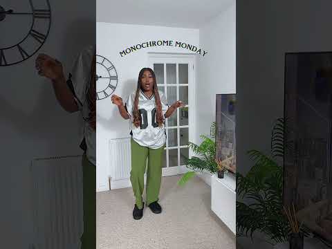 Monochrome Magic with a Pop of Green #monochrome #monochromeoutfit