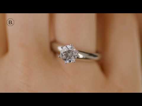 1.00 carat solitaire diamond ring in white gold with six prongs