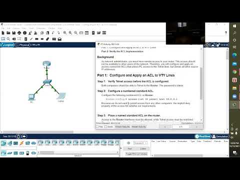 7.2.3.3 Packet Tracer - Configuring an ACL on VTY Lines