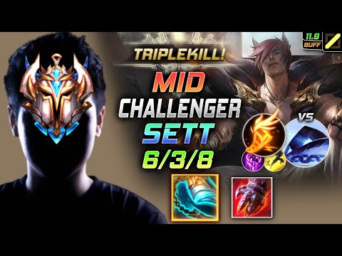 Challenger Sett MID vs Xerath - 천상계 미드 세트 템트리 룬 발분 기발 - LOL KR 11.9