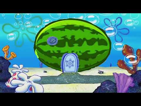 Spongebob schwammkopf der in einer Wassermelone unter dem Meer lebt