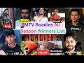 MTV Roadies All Season (1-19) Winners List | Roadies s1 to s19 Winners