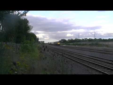 Irish Rail 201 loco 227 + mk4 set 4003 passes Stacumny Bridge