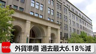 8月末の外貨準備高 減少率過去最大 為替介入など影響