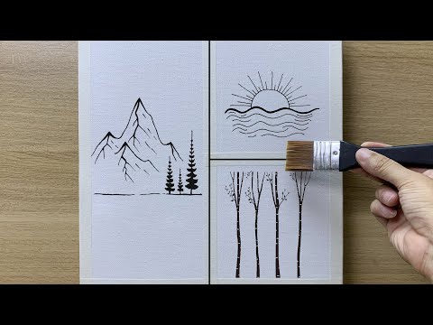 Set of 3 Nature Paintings: Mountain - Sea - Forest