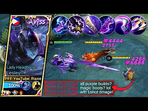 WTF!! LESLEY ALL PURPLE BUILDS CHALLENGE! = UNEXPECTED BROKEN ONE SHOT MAGIC CRITICAL DAMAGE? - MLBB