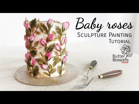 Palette knife "Baby roses", Buttercream flowers painting on cake, Tutorial | Butter & Blossoms