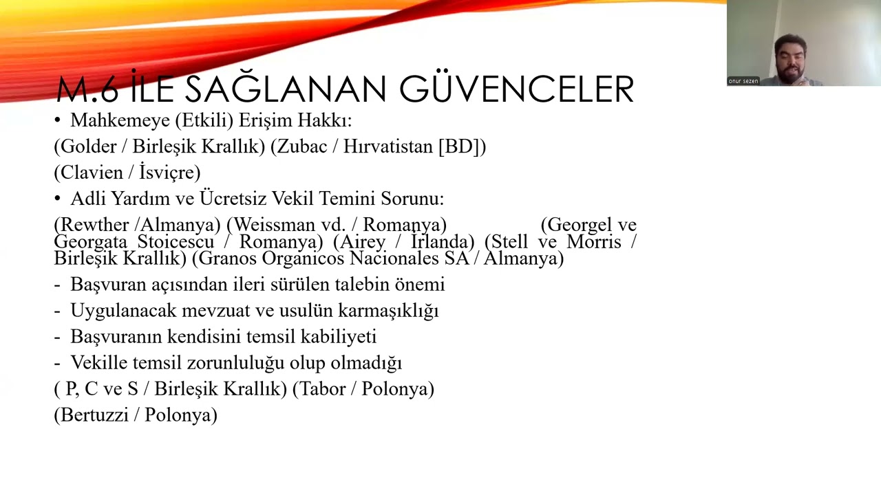 AİHM Kararları ile İnsan Hakları- 5: AİHS m.6- Medeni Haklar