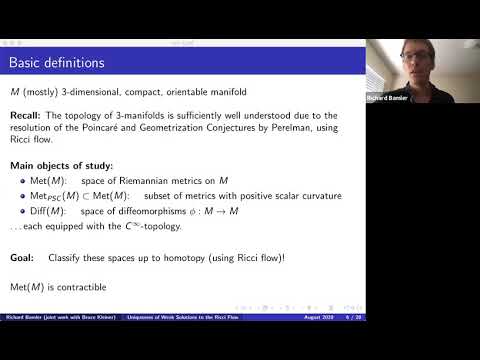 8th PRCM: Richard Bamler, Uniqueness of Weak Solutions to Ricci Flow and Topological Applications