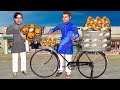 Famous Egg Puff on Cycle Bakery Style Puff Street Food Hindi Kahani Moral Stories Funny Comedy Video