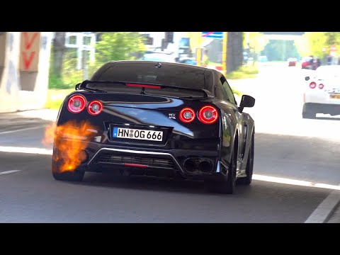 100+ Nissan GT-R R35 Accelerating in TUNNEL! Skyline R34, TopSecret GT-R, Litchfield LM650...