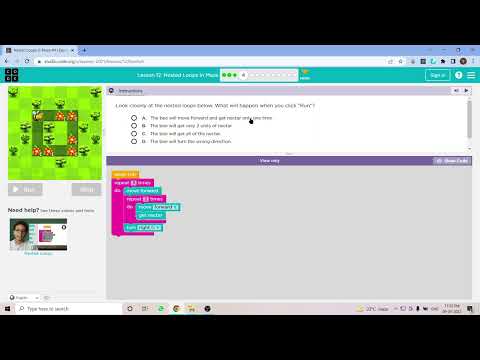 L12-4 |Code.org | Express-2021 | Lesson 12: Nested Loops in Maze | level 4