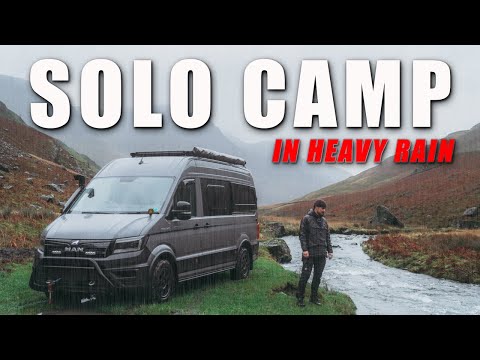 Camping Alone In Heavy Rain | Van Life Solitude