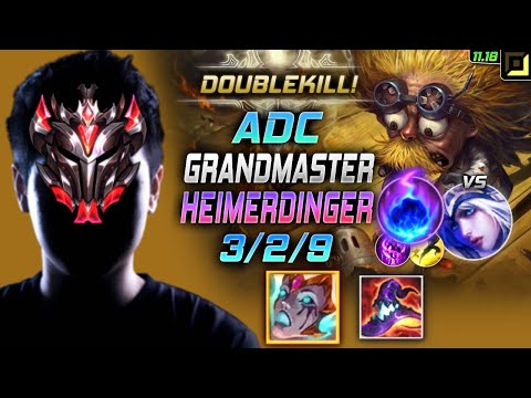 GrandMaster Heimerdinger ADC vs Ashe - 천상계 원딜 하이머딩거 템트리 룬 리안드리 유성 ハイマーディンガー - LOL KR 11.18