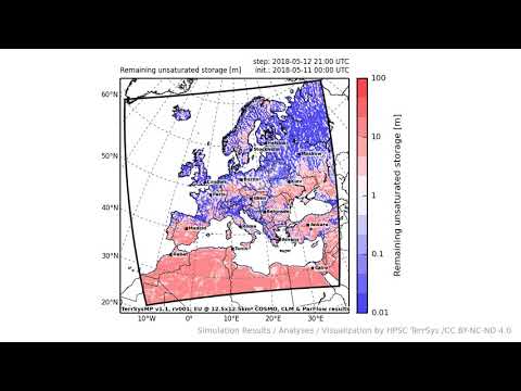 TerrSysMP monitoring run 2018-05-11 - remaining unsaturated storage - Europe (72h)