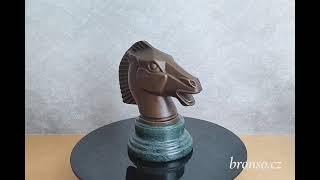 Art Deco hlava koně – signovaná a číslovaná bronzová socha 
