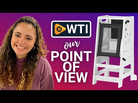 TOETOL Bamboo Toddler Kitchen Stool for Kids Step Stool - White Little Helper Tower Adjustable Height with Learning Black & White Activity Board - WTI product video review