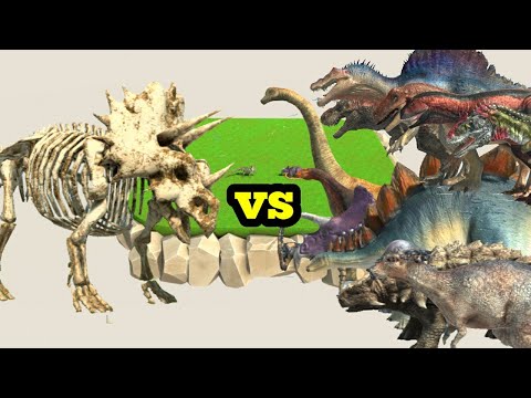 SKELETON TRICERATOPS VS EVERY DINOSAUR animal revolt battle simulator