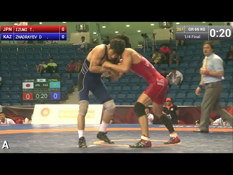 1/4 GR - 66 kg: D. ZHADRAYEV (KAZ) df. T. IZUMI (JPN) by TF, 8-0