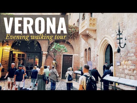 VERONA, evening walking tour (Veneto) Italy walking tour in 4k.
