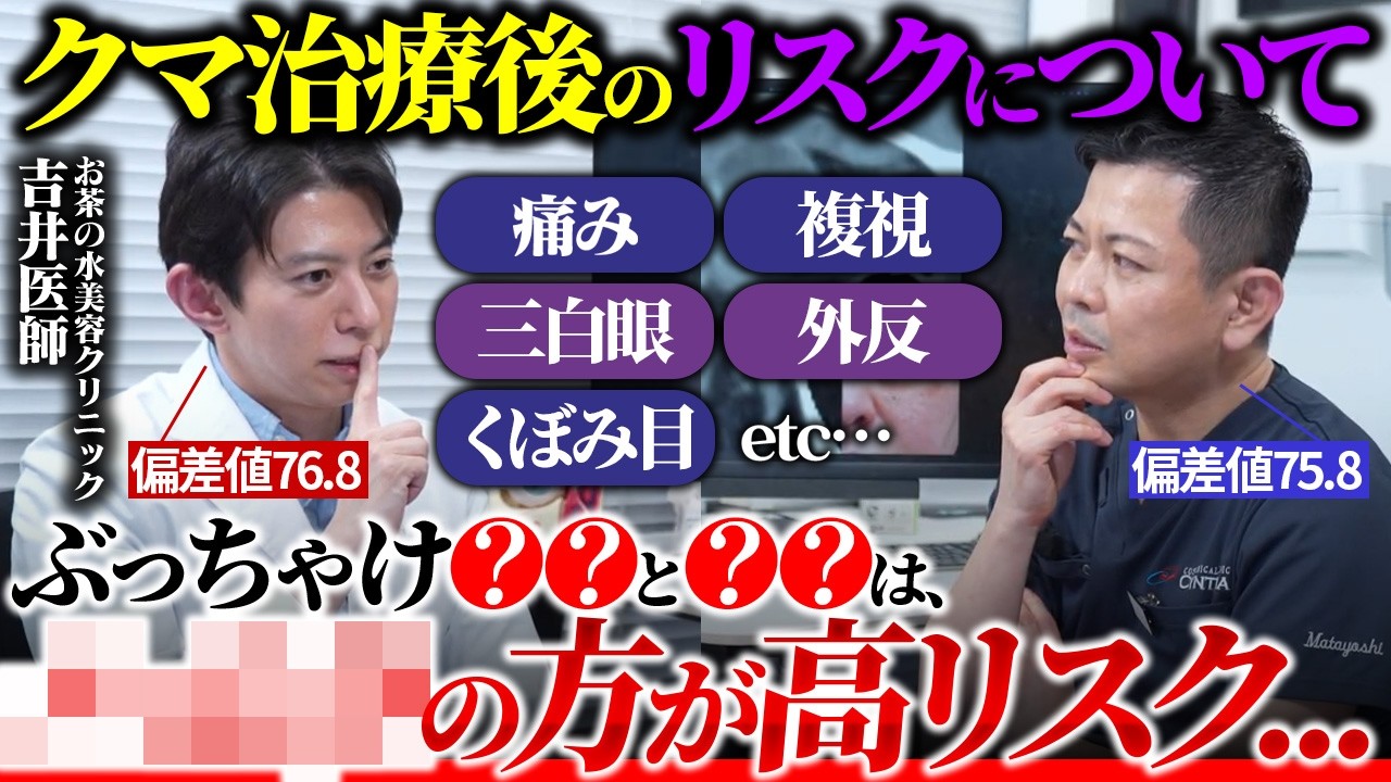 【東大VS慶應ドクターの偏差値頂上対決！？】お茶の水美容クリニック吉井先生と"クマ治療後の痛みや複視などの合併症"について徹底討論！【目の下のたるみ取り】