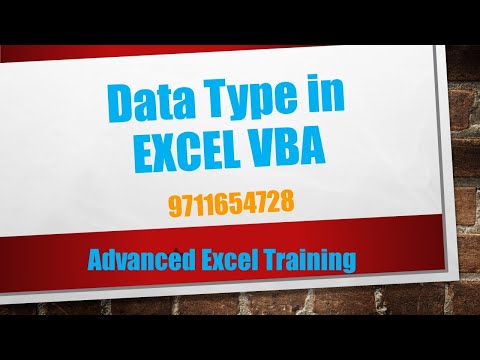 data Type in Excel vba
