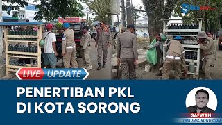 Satpol PP Kota Sorong Tertibkan Pedagang Kaki Lima yang Lapaknya Ganggu Keindahan Kota