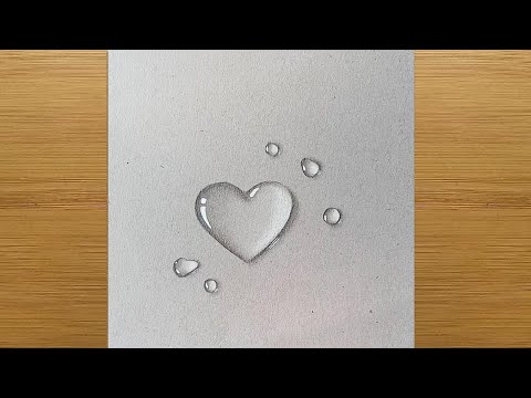 Easy way to draw Water Drops || 3D Heart Water Drop -...