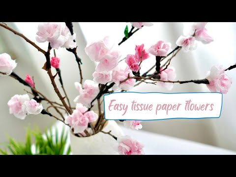 How to make easy tissue paper cherry blossom | diy tissue paper flowers | paper craft