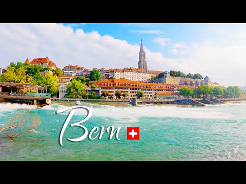 Bern 4K, the capital city of Switzerland, built around a crook in the Aare River